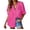 Hot Pink, variant on AXXD Womens Work Tops Basic Summer 2024 Loose Solid T-shirt Long Sleeves Blouse Turndown Collar Casual Tops