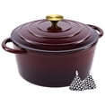 thumbnail image 6 of Hawsaiy 6 QT Enameled Cast Iron Dutch Oven with Lid, Includes 2 Oven Mitts, Nonstick Cookware for Baking, Roasting, Braising, Fig, 6 of 10