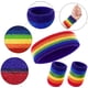 thumbnail image 3 of Juego de 3 bandas para el sudor, incluye diadema deportiva y muñequeras para el sudor Banda para el sudor a rayas para hombres y mujeres atléticos (arcoíris) $3 piezas Bandas para el sudor, 3 of 7