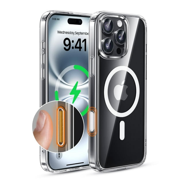 Funda MAGIC JOHN para iPhone 16 Pro Max, 6,9 pulgadas, transparente, MagSafe