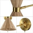 thumbnail image 6 of JONATHAN Y Lily 25" 1-Light Mid-Century Vintage Retro Rattan/Metal USB Charging Swing Arm LED Sconce with Pull Chain, Light Brown/Brass Gold, 6 of 12
