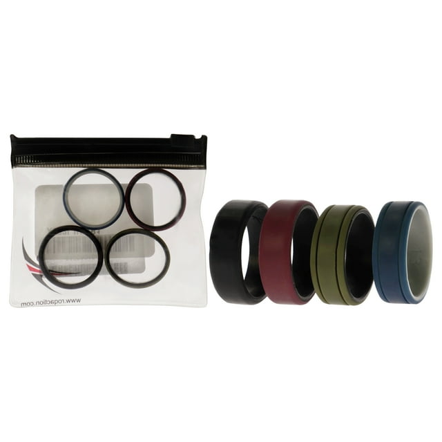 Juego de anillos de boda de silicona de 2 capas con líneas - Bordo by ROQ para hombre - Anillo de 4 x 13 mm