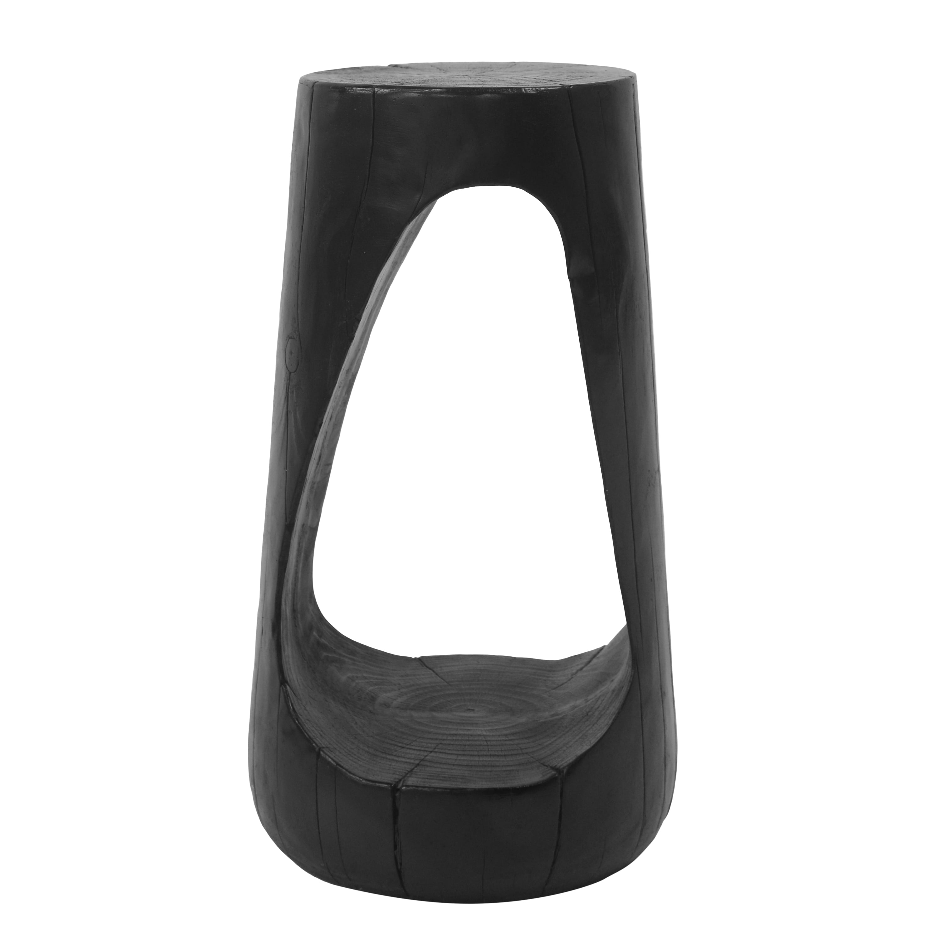 Hollow Design Side Table, Outdoor Lightweight Concrete End Table for Patio Balcony Garden, Black