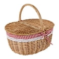 thumbnail image 1 of Cesta de mimbre para picnic, cesta de ratán para servir con tapa y asa, portátil Pequeño, 1 of 9