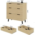 thumbnail image 5 of AWQM 3 Drawer Dresser, Large Capacity 3 Drawer Dresser for Bedroom Modern Chest of Drawers, Storage Drawers, Organizer Unit for Living Room, 3 Dresser of Drawers with Ball Bearing Slide, Natural, 5 of 5