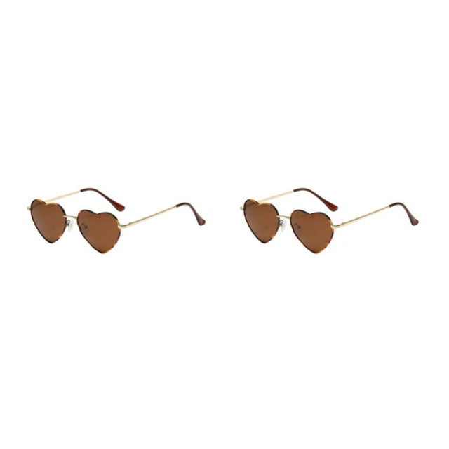 relayinert Eye-catching Heart Shaped With Non-Slide Silicone Nose Pads Any Occasion Lens Tac Leopard tea 2Set