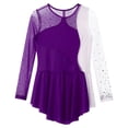 thumbnail image 5 of YONGHS Kids Girls Long Sleeve Ballet Dance Figure Ice Skating Dress Purple 12, 5 of 7