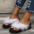 thumbnail image 6 of Quaouag Fuzzy House Shoes with Arch Support Orthotic Heel Cup Sandals Slippers for Women, 6 of 7