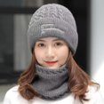 thumbnail image 4 of Gorro de invierno para mujer, gorro de lana gruesa con forro polar para jóvenes, gorro de mujer, gorro con protección para las orejas, conjunto de bufanda, gorro de punto para montar, 4 of 6