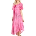 thumbnail image 4 of Sakkas Yasmin Tie Dye Embroidered Sheer Cap Sleeve Sundress | Cover Up - Fucshia - One Size Regular, 4 of 5