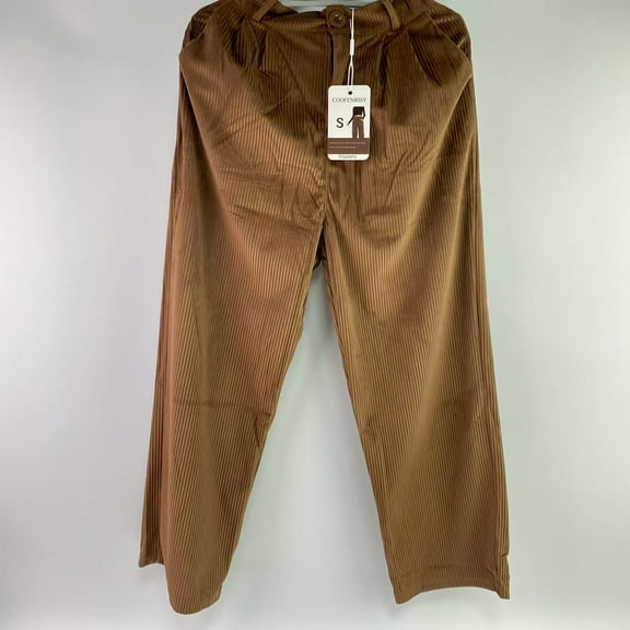 COOFENRISY Trousers,Women's Vintage High Waisted Straight Leg Corduroy Pants Trouser - S