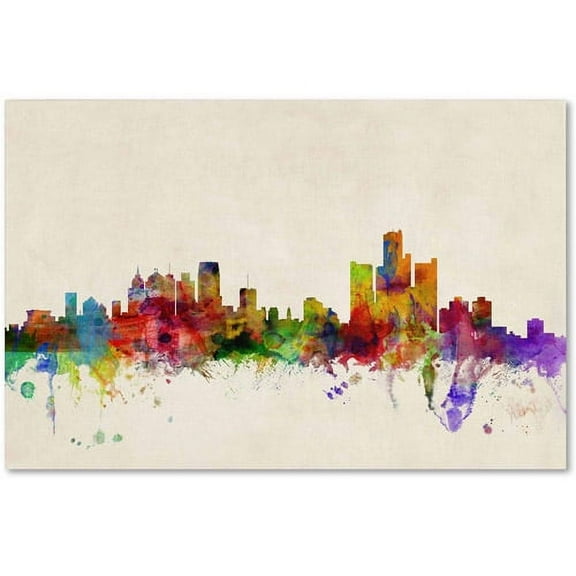Trademark Fine Art "Detroit, Michigan" Canvas Art by Michael Tompsett