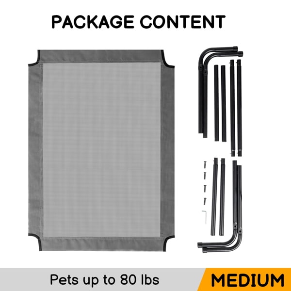 Alvantor Cooling Elevated Dog Bed with Breathable Mesh and Steel Frame, Light Gray, Large, 50 x 31 x 8 in