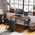 thumbnail image 3 of ZXNYH 63 inch Super Large Computer Writing Desk Gaming Sturdy Home Office Desk, Work Desk with A Storage Bag and Headphone Hook, Vintage, 3 of 5