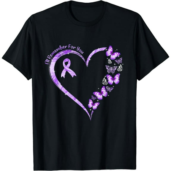 I'll Remember For You Purple Butterfly Alzheimer's Awareness T-Shirt