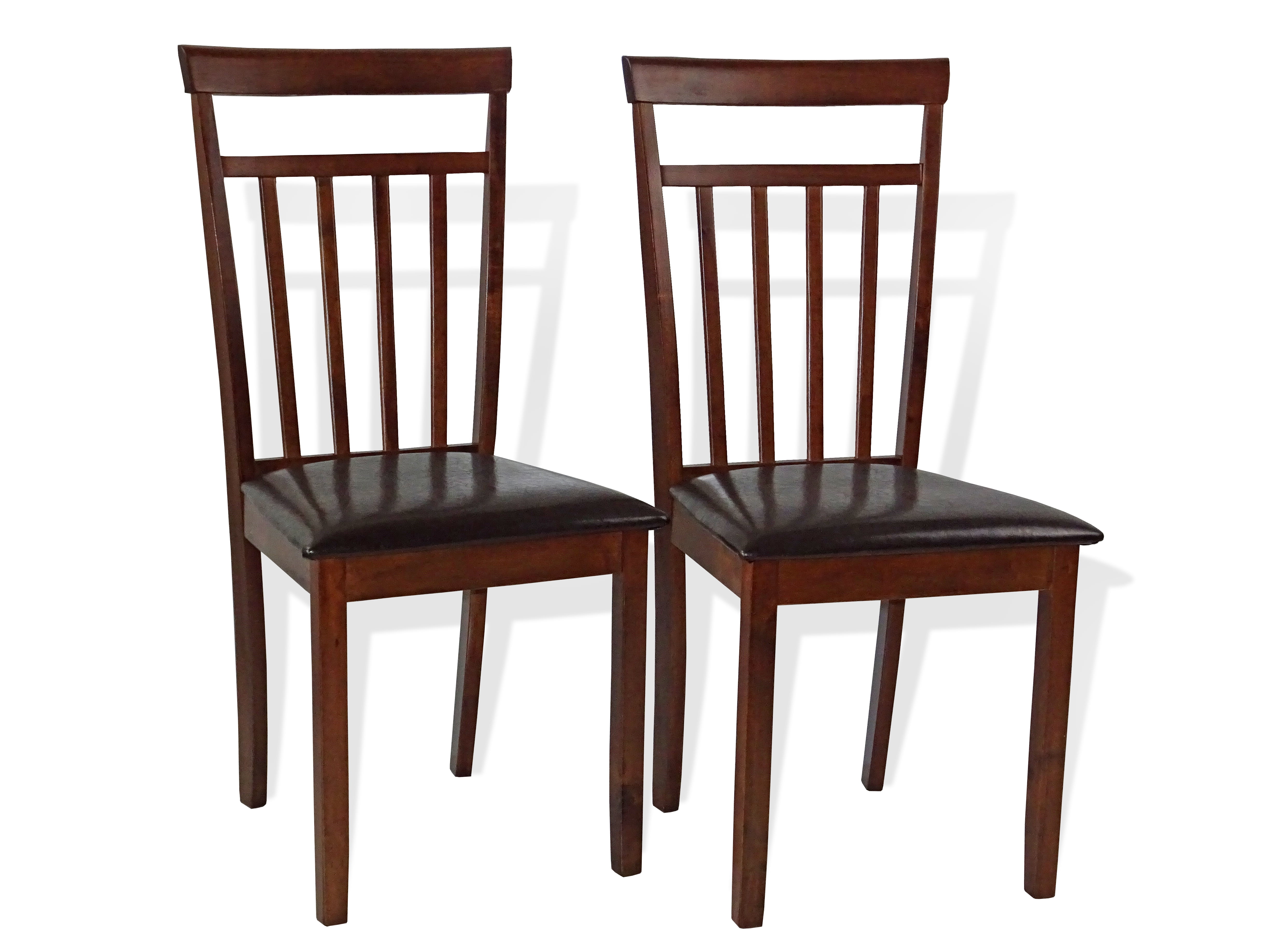 Dining Set of 2 Kitchen Side Warm Chair with Padded Seat Contemporary Style Solid Wood Medium ...