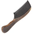 thumbnail image 5 of Onedor Handmade 100% Natural Chacate Preto With Buffalo Horn Fine Tooth Hair Combs - Anti-Static Sandalwood Scent Natural Hair Detangler Wooden Comb (Chacate Preto Buffalo Horn Wide Tooth), 5 of 7