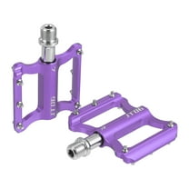 Unique Bargains 1 Pair Aluminum Alloy Rear Foot Peg Flat Pedal Footrests Purple Fit 9/16 Inch Axles MTB Bike Bicycle