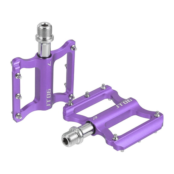 Unique Bargains 1 Pair Aluminum Alloy Rear Foot Peg Flat Pedal Footrests Purple Fit 9/16 Inch Axles MTB Bike Bicycle