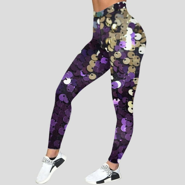 MKLEKYY Conjunto deportivo mujer Pantalones de yoga largos con estampado brillante y estampado Mardi para mujer