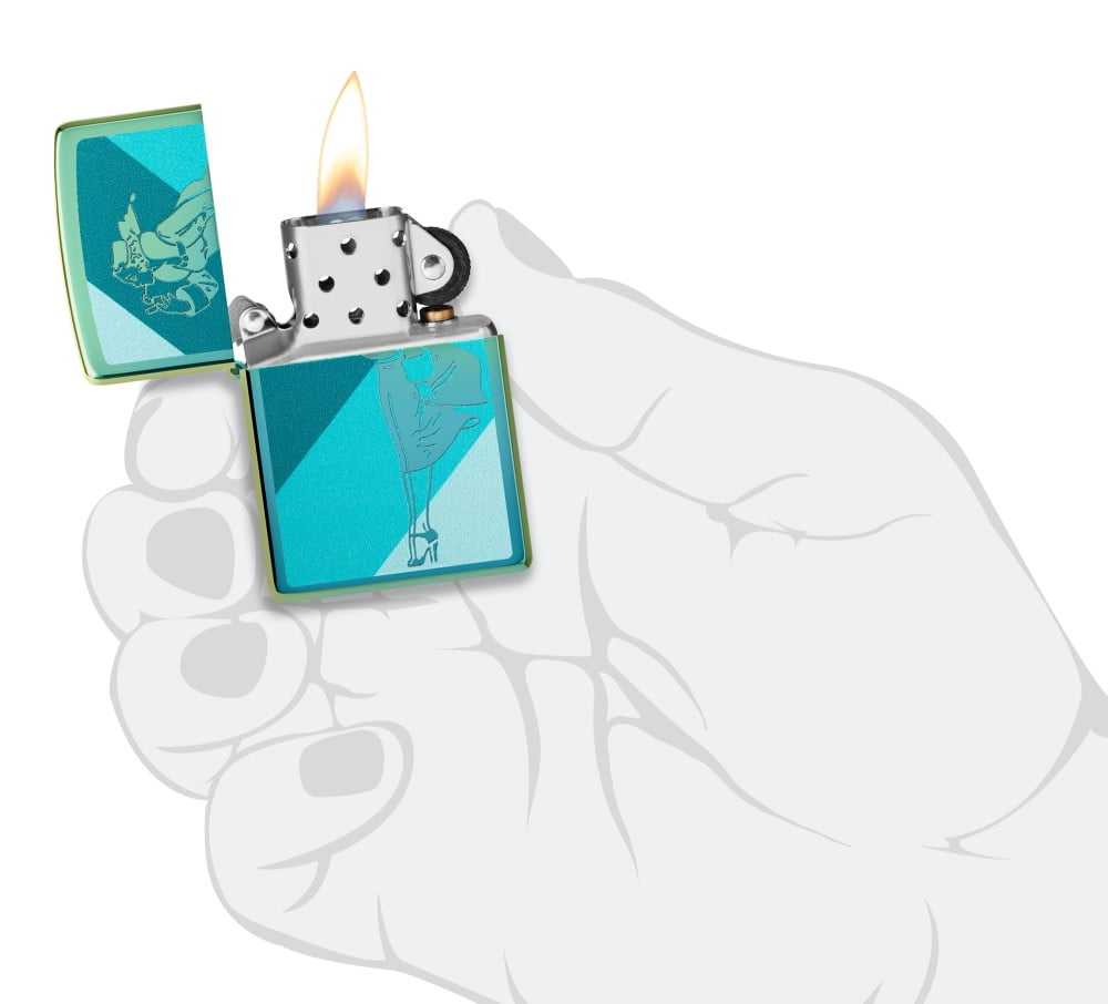 Zippo Windy Design High Polish Teal Pocket Lighter