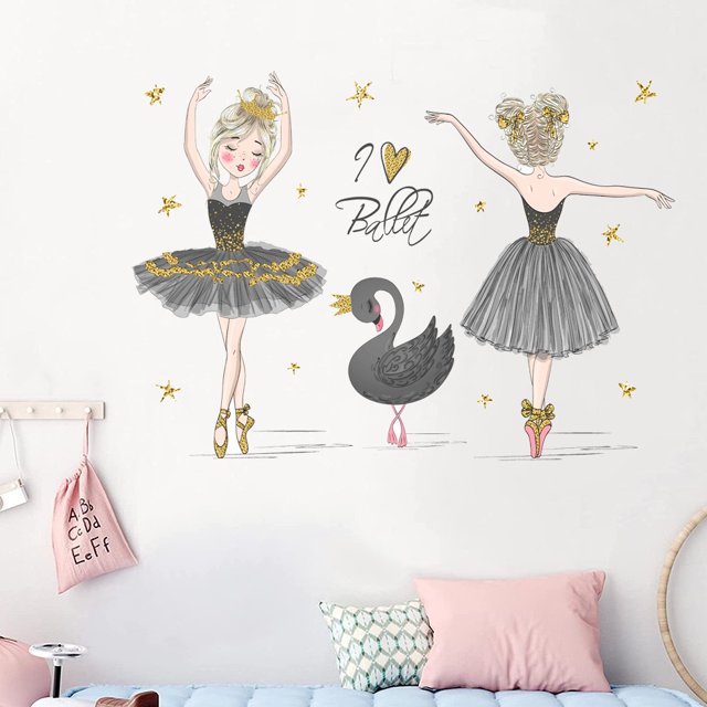 1pc, Cute Ballerina Wall Sticker, Peel And Stick Removable Wall Decals, Lovely Ballerina Wall Decorations, Princess Wall Art Decor For Nursery Bedroom Living Room Dance Room Wallpaper Bedroom Accessor