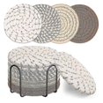 thumbnail image 1 of 8 Pcs Drink Coasters With Holder, 4 Colors Absorbent Coasters For Drinks, Cotton Woven Coaster Set, 1 of 5
