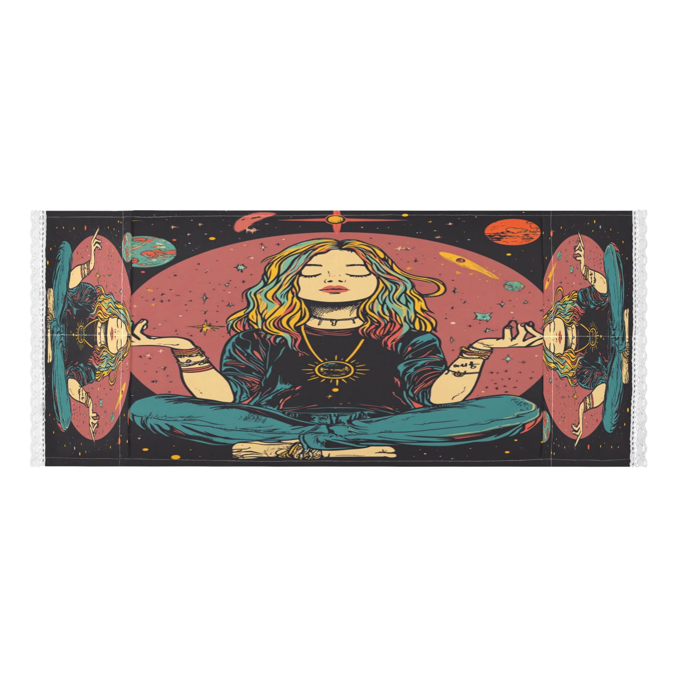 WOBOGO Meditating Woman Outer Space Washing Machine Cloth Dryer Refrigerator Top Cover Protective Non-Slip Mat For Kitchen Laundry