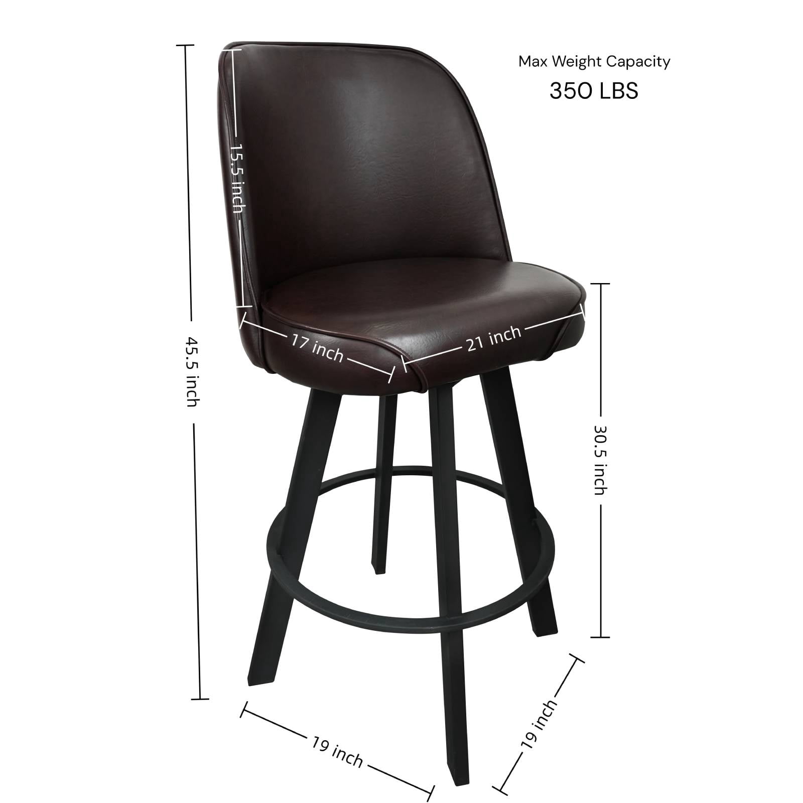 Swivel Bar Stools Set of 2 Counter Height Swivel Bar Stools with Backs, Faux Leather Barstools for Kitchen Island, Home Bar, Brown