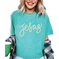 thumbnail image 5 of Jesus Shirt for Women - Pearl Script Christian Faith Graphic Tee Seafoam Shirt Adult 2X-Large, 5 of 7