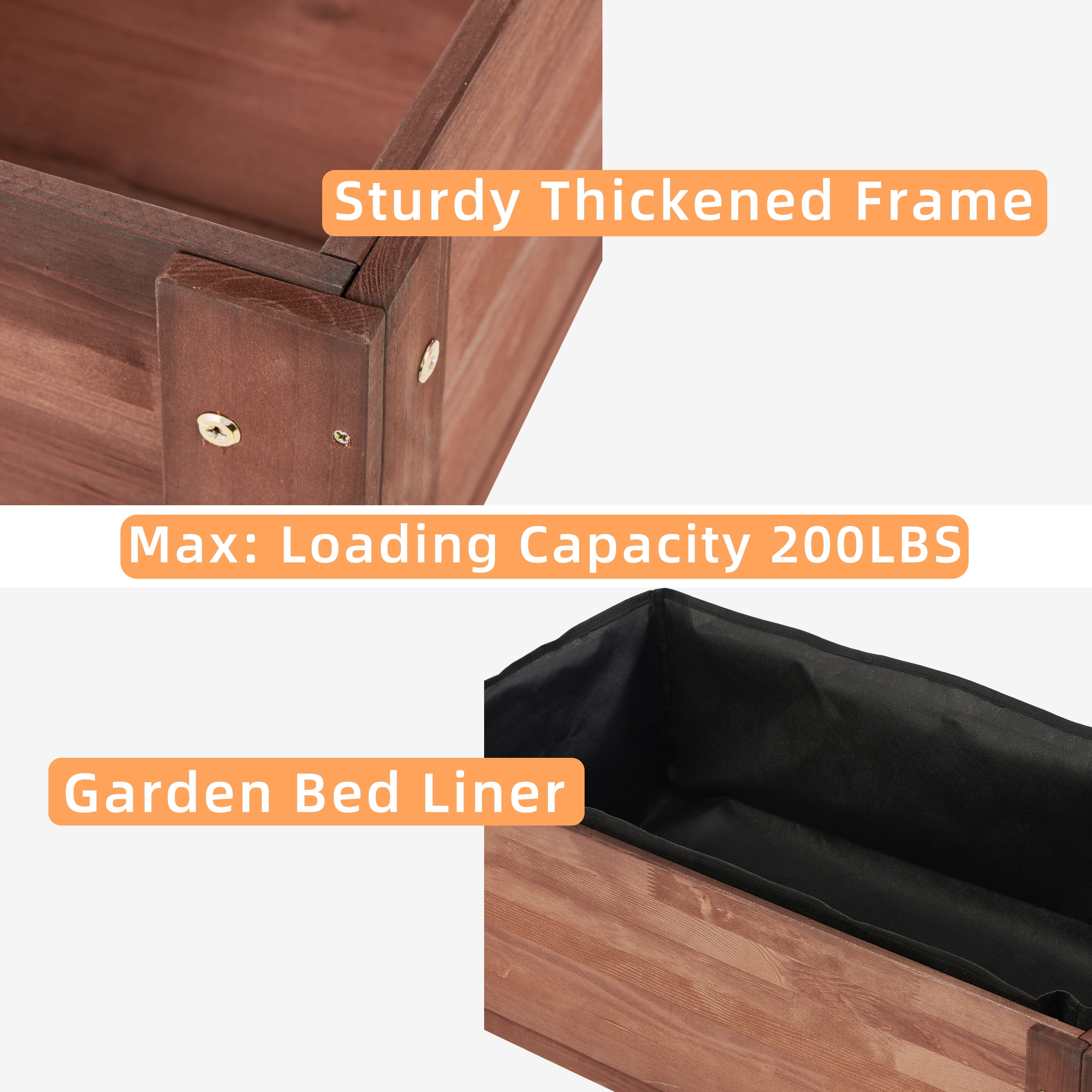Raised Garden Bed with Legs, 31x16x31'', Outdoor Wood Elevated Planter Box, Grey Cedar, Thick Legs, w/Liner