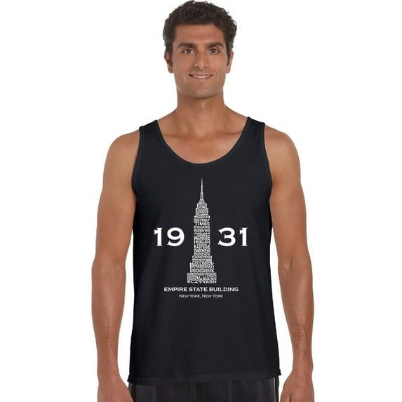 LA Pop Art Men's Word Art Tank Top - Empire State Building