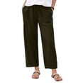 thumbnail image 2 of Gamivast Linen Pants for Women Cropped Straight Leg High Waisted Beach Pants Drawstring Elastic Waist Breathable with Pockets Easy Pull on Style for Garden Afternoons Errands and Weekend Wear, 2 of 8