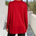thumbnail image 5 of hoksml Women's V Neck Casual Tunic Top, Solid Side Slit Loose Long Sleeve Shirt, 5 of 5