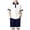 Navy, variant on Boys Girls 2-Piece Summer School Uniform Set (4-16 Years) Classic Contrast Lapel Button Down Shirt and Elastic Waist Shorts Green 5/6