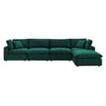 thumbnail image 4 of Modway Commix 5-Piece Down Filled Overstuffed Performance Velvet Sectional Sofa in Green, 4 of 5