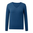 thumbnail image 5 of Sweaters for Women V Neck Casual Knit Long Sleeve Tops Lightweight Pullover Clothes Fall Fashion Outfits 2026 Dark Blue XL, 5 of 6