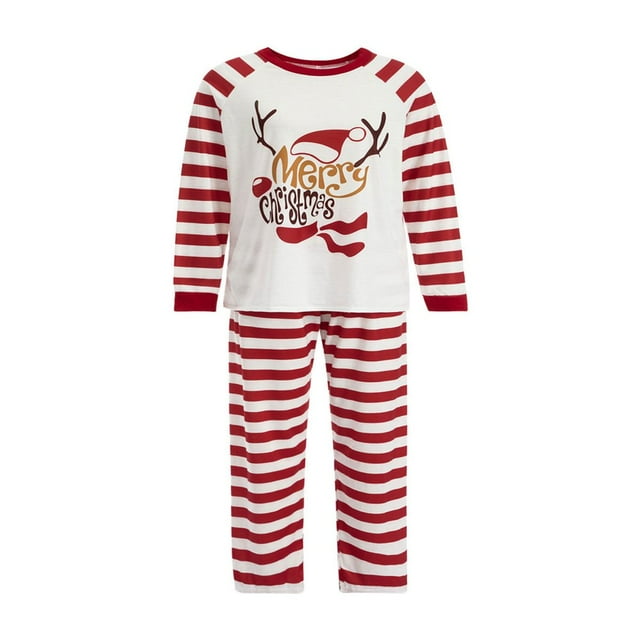 Christmas Family Matching Pajamas Set High Quality Cotton Neck Fashion Print Tops and Trousers