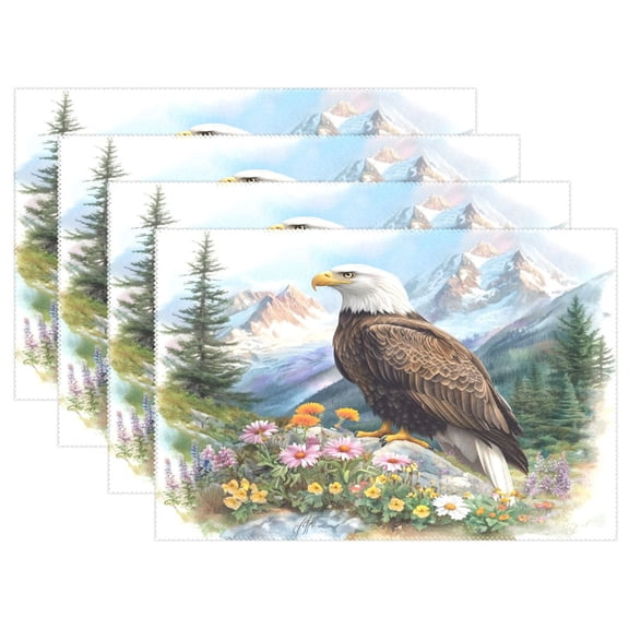 Ryvnso Placemats Set of 4 Eagle Watercolor View Dining Mats Heat-Resistant Non-Slip Washable Table Mat