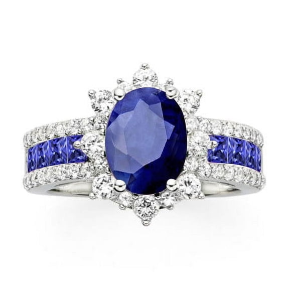 Natalia Drake Oval Laboratory Created Blue Sapphire Ring for Women in Sterling Silver