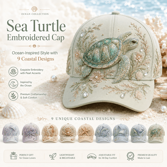 3D Ocean Creatures Print Cap, Adjustable Marine Animal Hat, Ocean Creatures Printing Baseball Cap for Men Women, Casual Sea Life Hat for Beach Travel Vacation and Outdoor Wear
