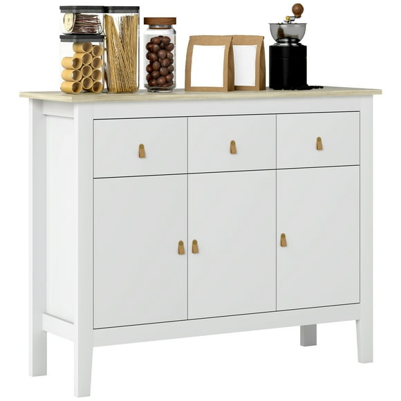 HOMCOM Sideboard Buffet Cabinet, 40" Kitchen Coffee Bar Cabinet, White