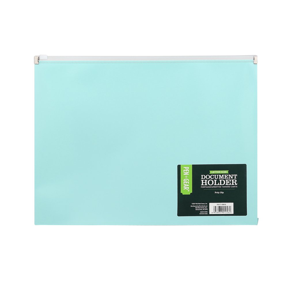 Pen + Gear Poly Zip Mint Document Holder