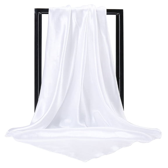 Firefly Hope White 3 Pack Square Satin Silk Scarves 35.43×35.43In, Solid Color Lightweight Breathable Shawl Head Scarf for Daily Wear, Business & Travel