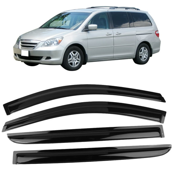 Ikon Motorsports Compatible with 05-07 Honda Odyssey Acrylic Window Visors Vent Windshield Deflector Rain Guard 4Pc Set Outside Mount 2005 2006 2007
