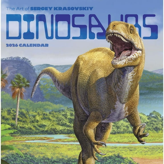 Pomegranate, Dinosaurs Art 2026 Wall Calendar, 12'' X 12'', 12-Month Calendar with Stapled Binding