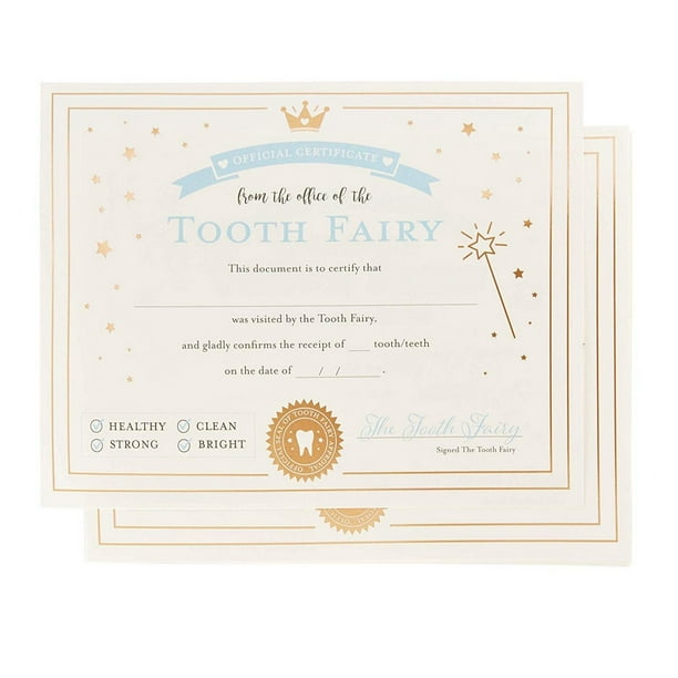 32 pack tooth fairy paper certificate letter receipts with gold foil