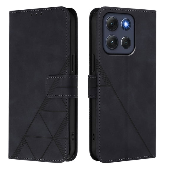 For Motorola MOTO G86 Wallet Case, Premium Leather Flip Stand Cards Holder Business Type RFID Blocking Shockproof Phone Case Cover for Motorola MOTO G86 Black