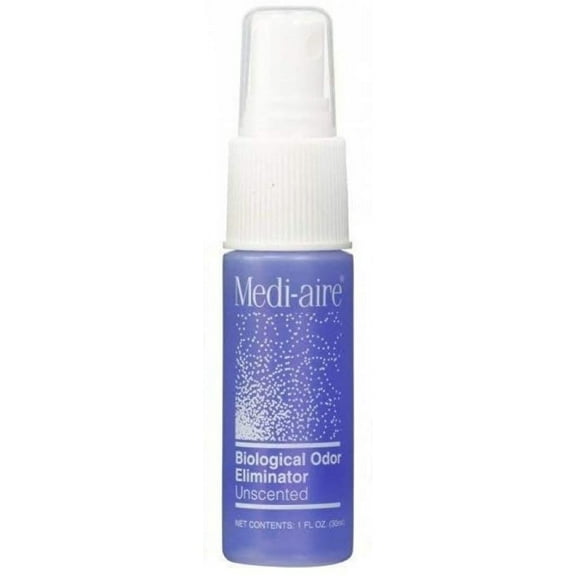 Medi-Aire Biological Odor Eliminator, Liquid Concentrate, Alcohol-Based, Unscented, 1 Oz. Spray Bottle, Latex-Free, 3 Count