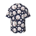 thumbnail image 6 of Lsque Cute Basebal print Men's Cuban Collar Short Sleeve Shirt Summer Beachwear Casual Button Down Fashionable Vacation Leisure Shirt-Small, 6 of 7